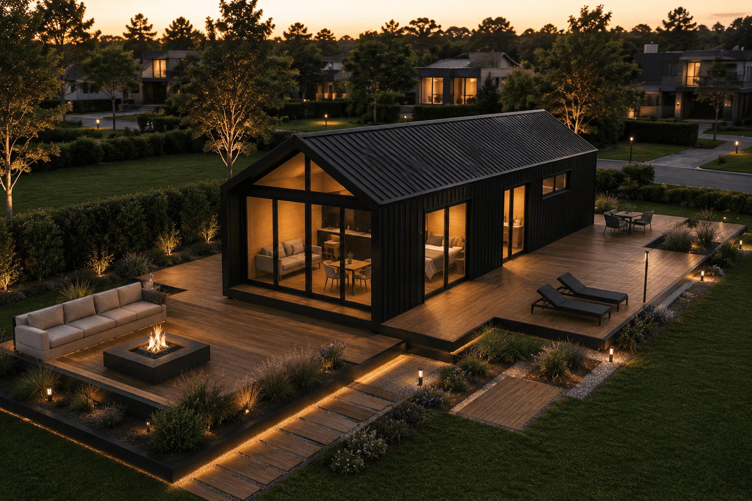 Deck exterior con fire pit